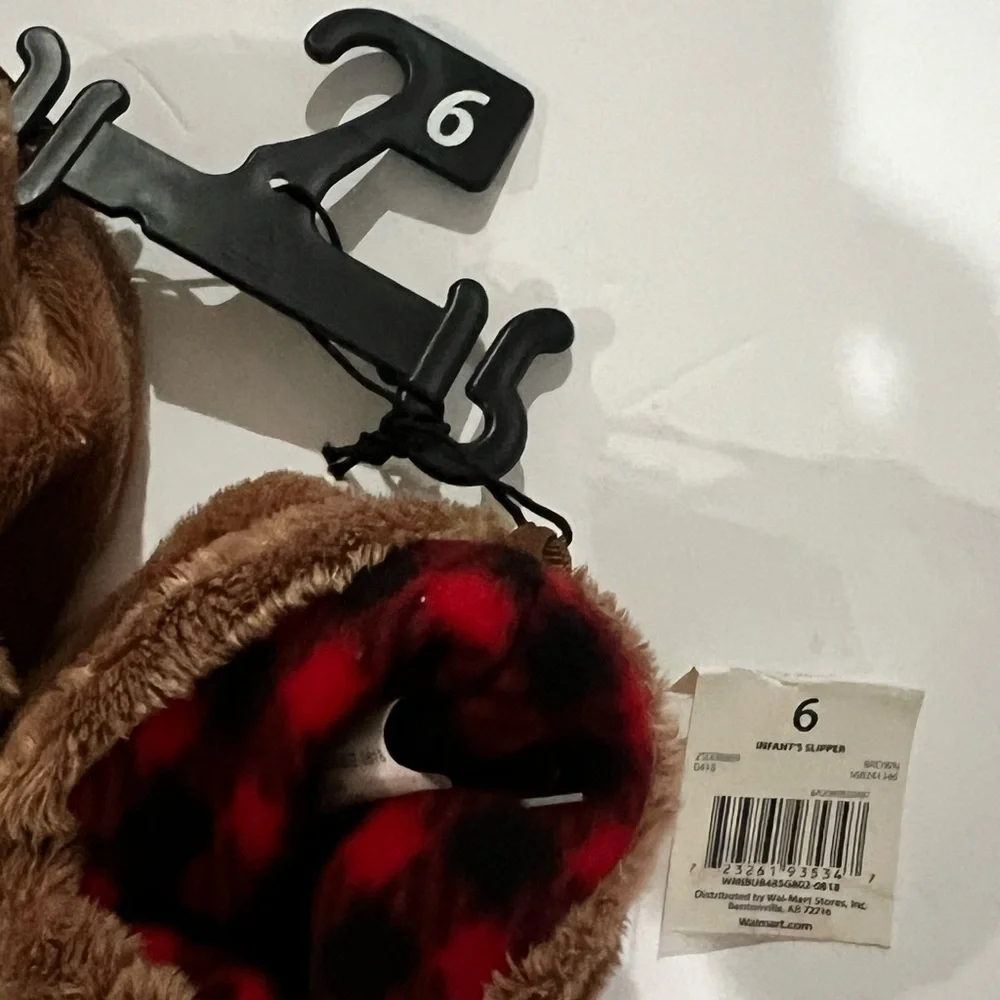 Brown Reindeer Slippers with Red Nose